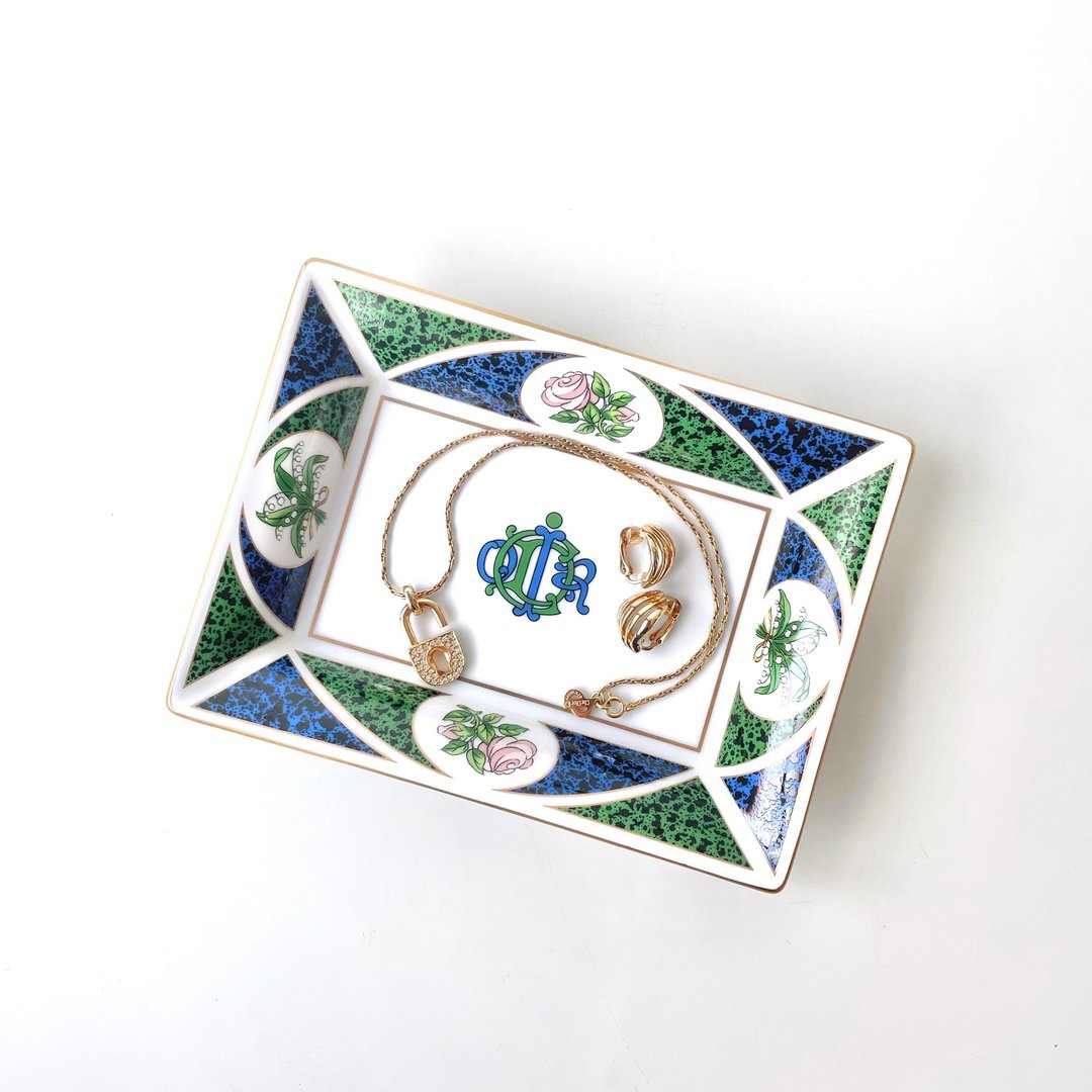 Dior玫瑰、铃兰花图饰瓷盘B3 vintage - 摆饰 - 其他材质 