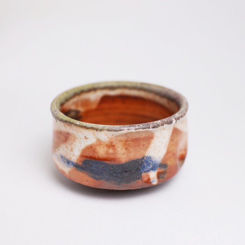 明芽窑 l 柴烧志野蓝绘云绞茶碗 志野釉 陶器 茶具 搜藏品 H6 - 茶具/茶杯 - 陶 橘色