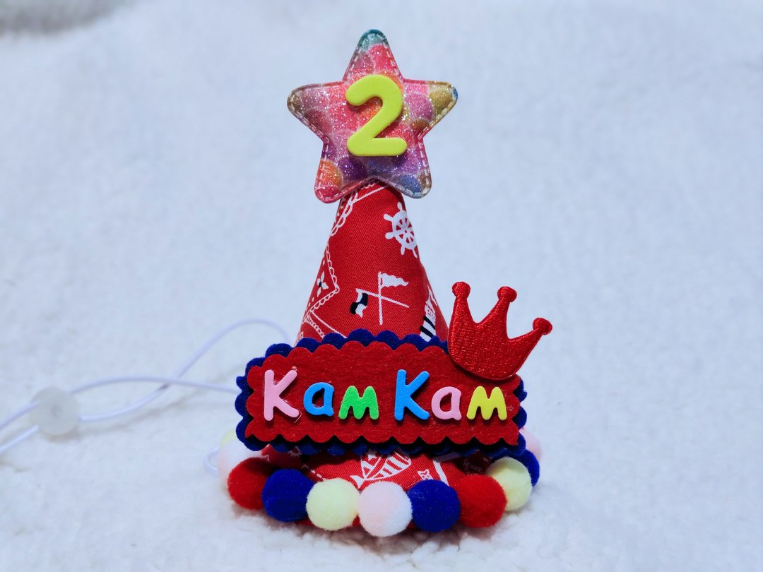 Birthday star 生日之星 宠物生日帽 poodle 贵妇犬 - 衣/帽 - 棉 红色