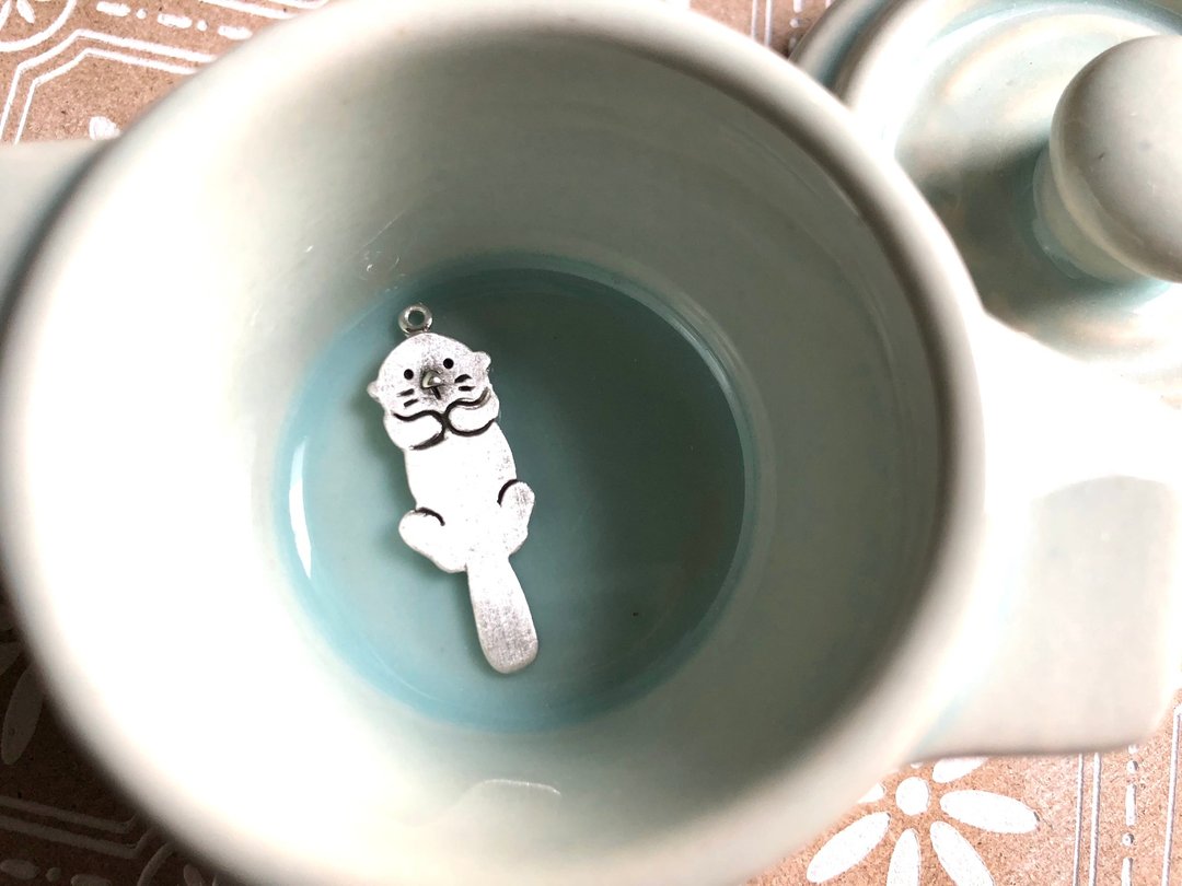 纯银**图画系列=海獭萌答答 /16~18寸纯银链**纯手作 - 项链 - 纯银 银色