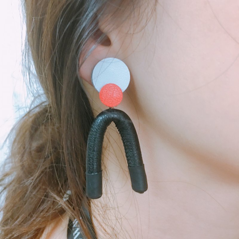 Anyway Any-ear 真皮耳环系列 U01 - 耳环/耳夹 - 真皮 红色