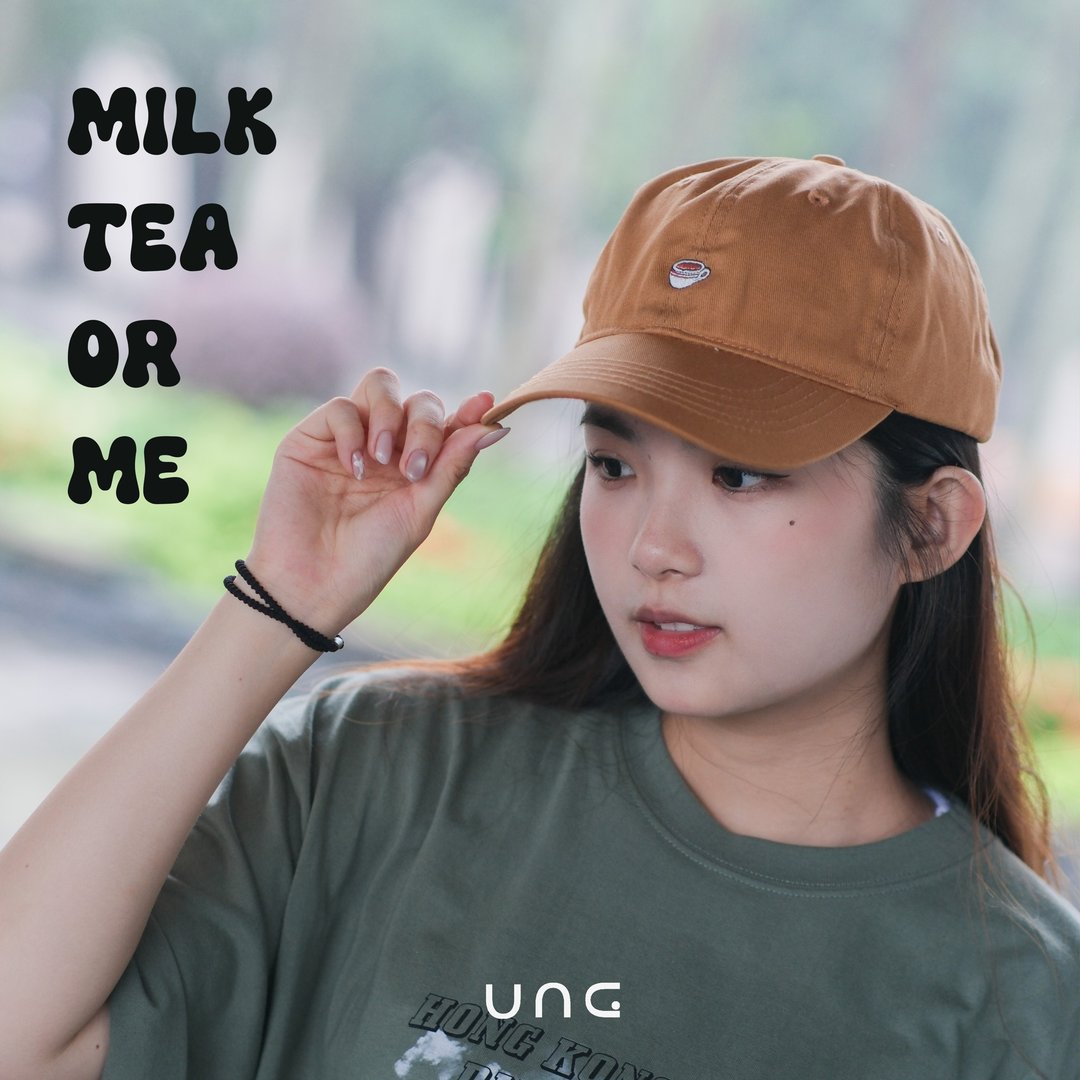 香港经典美食刺绣鸭舌帽 - 奶茶 - 帽子 - 棉 咖啡色