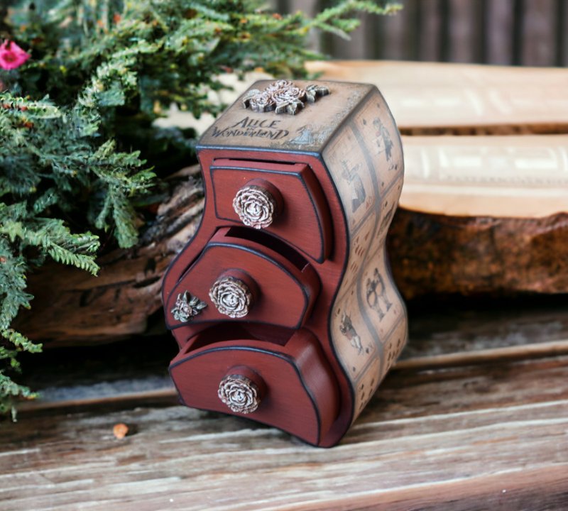 爱丽丝梦游仙境珠宝盒异想天开的迷你家具木柜 - 收纳用品 - 木头 多色