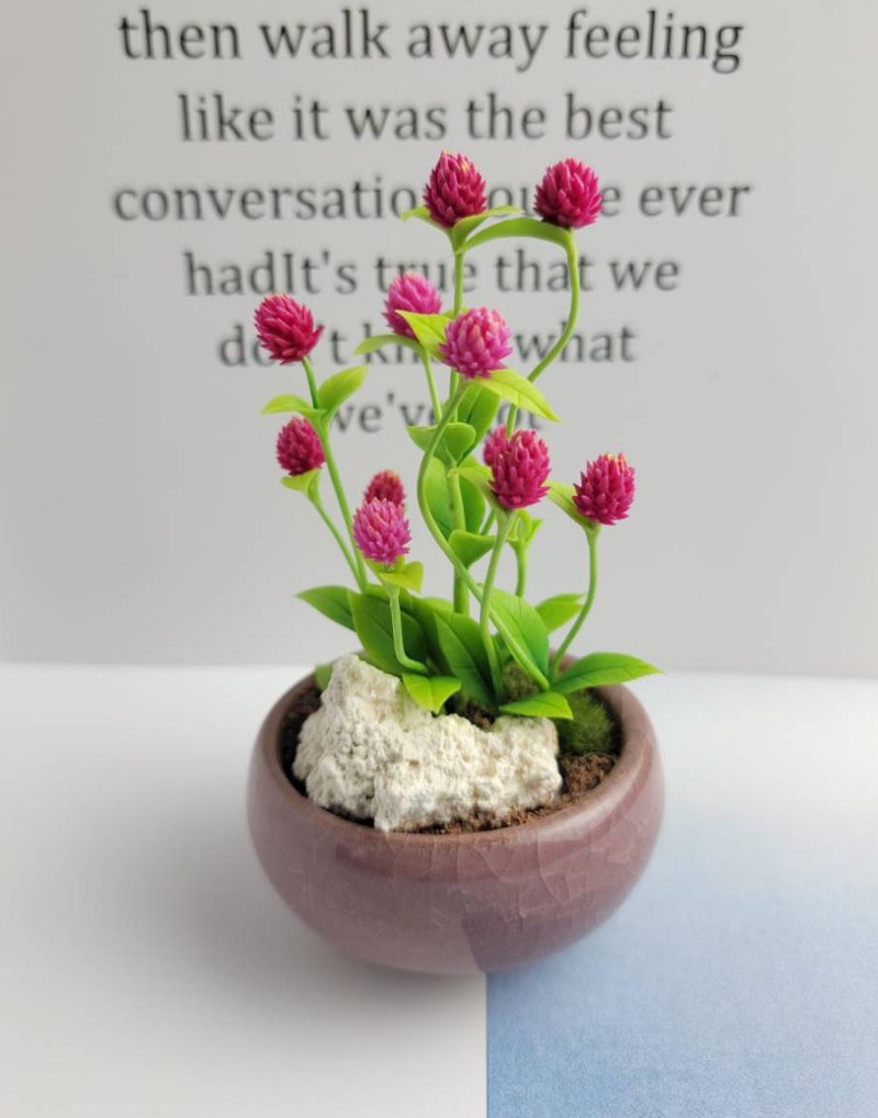 冷瓷土/黏土花艺-千日红小盆栽/送礼 - 植栽/盆栽 - 粘土 