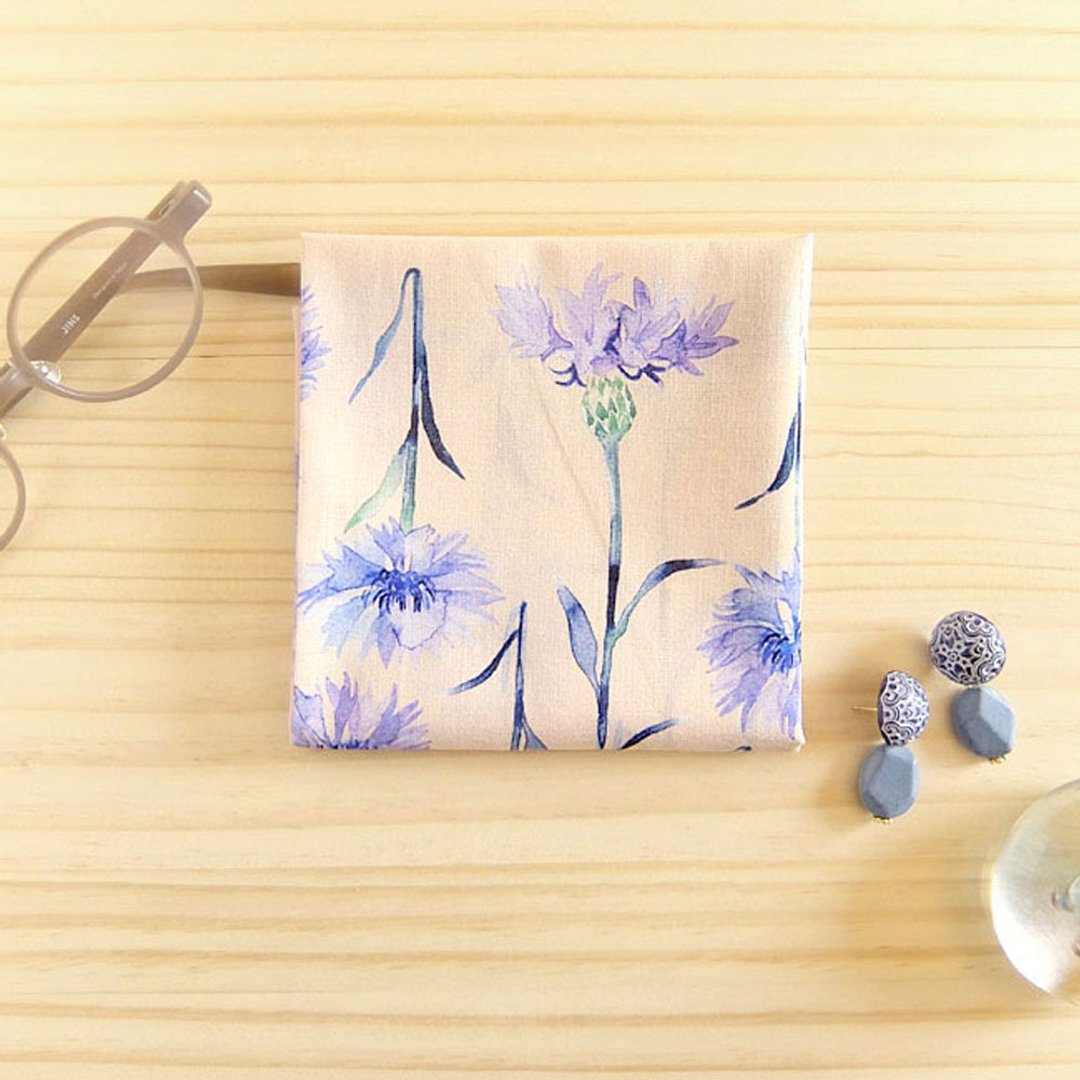 Cornflower handkerchief - 手帕/方巾 - 棉 粉红色