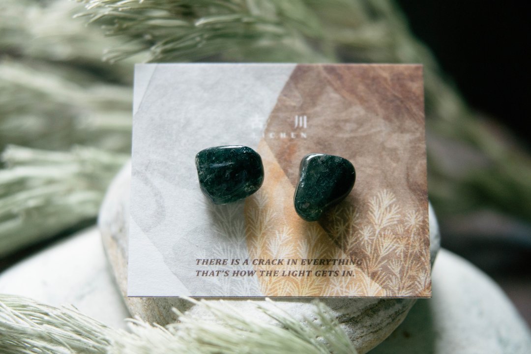 CRACK | 矿物系耳环 |  EARRINGS - 耳环/耳夹 - 玉石 绿色