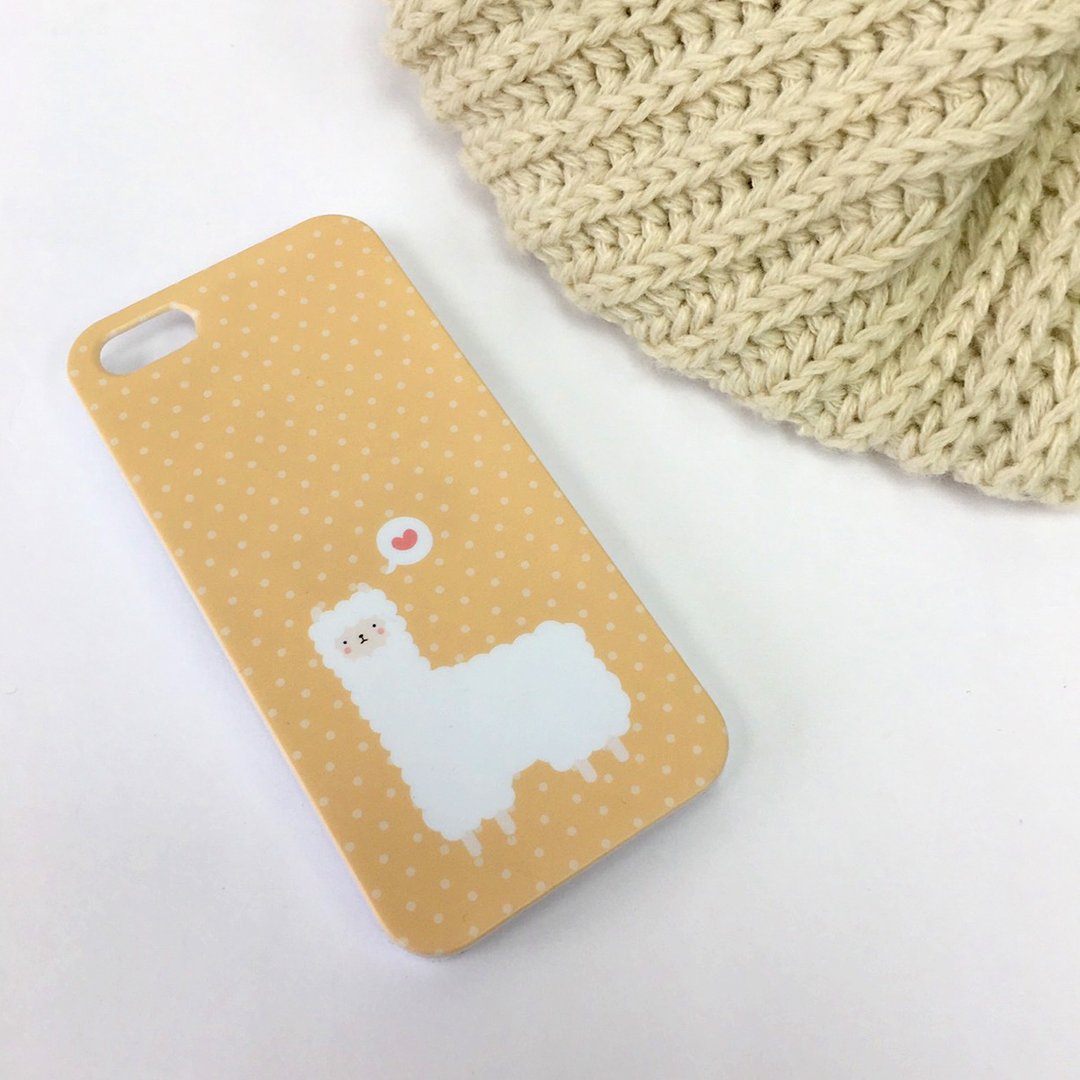 香港原创设计 橙色波点羊驼图案 iPhone X,  iPhone 8,  iPhone 8 Plus, iPhone 7, iPhone 7 Plus, iphone 6/6S , iphone 6/6S PLUS, Samsung Galaxy Note 7 透明手机壳 - 手机壳/手机套 - 塑料 橘色