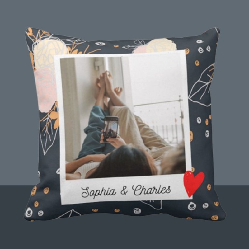 【母亲节礼盒】定制化抱枕-Instant Photo Frame(深色) - 枕头/抱枕 - 聚酯纤维 蓝色