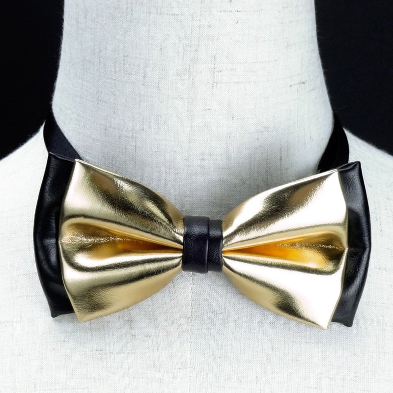 皮革领结, 皮领结, 合成皮领结, 金色皮领结,2层皮领结, - 领带/领带夹 - 人造皮革 金色
