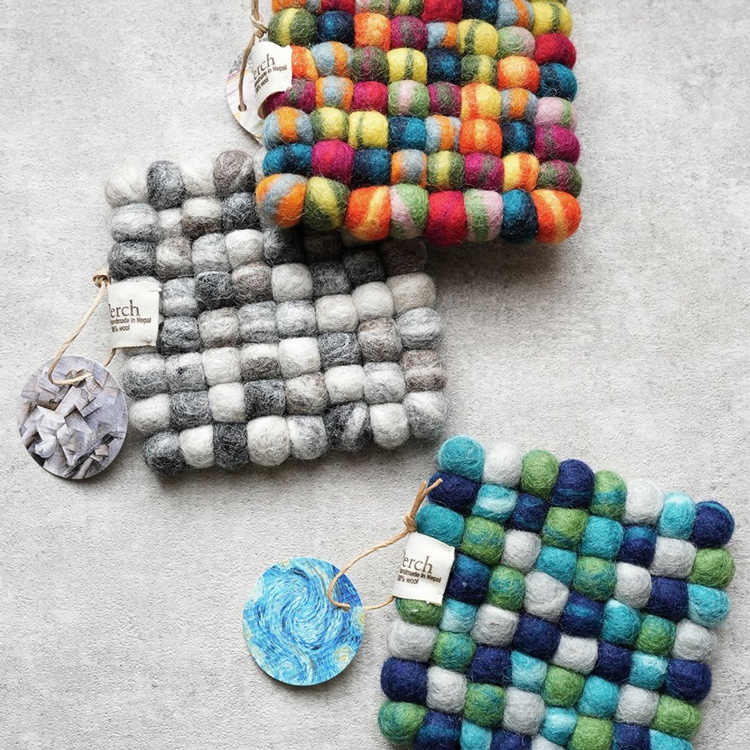 100%Wool 画家渲染系列_羊毛毡  隔热垫  颂钵垫_公平贸易 - 杯垫 - 羊毛 卡其色