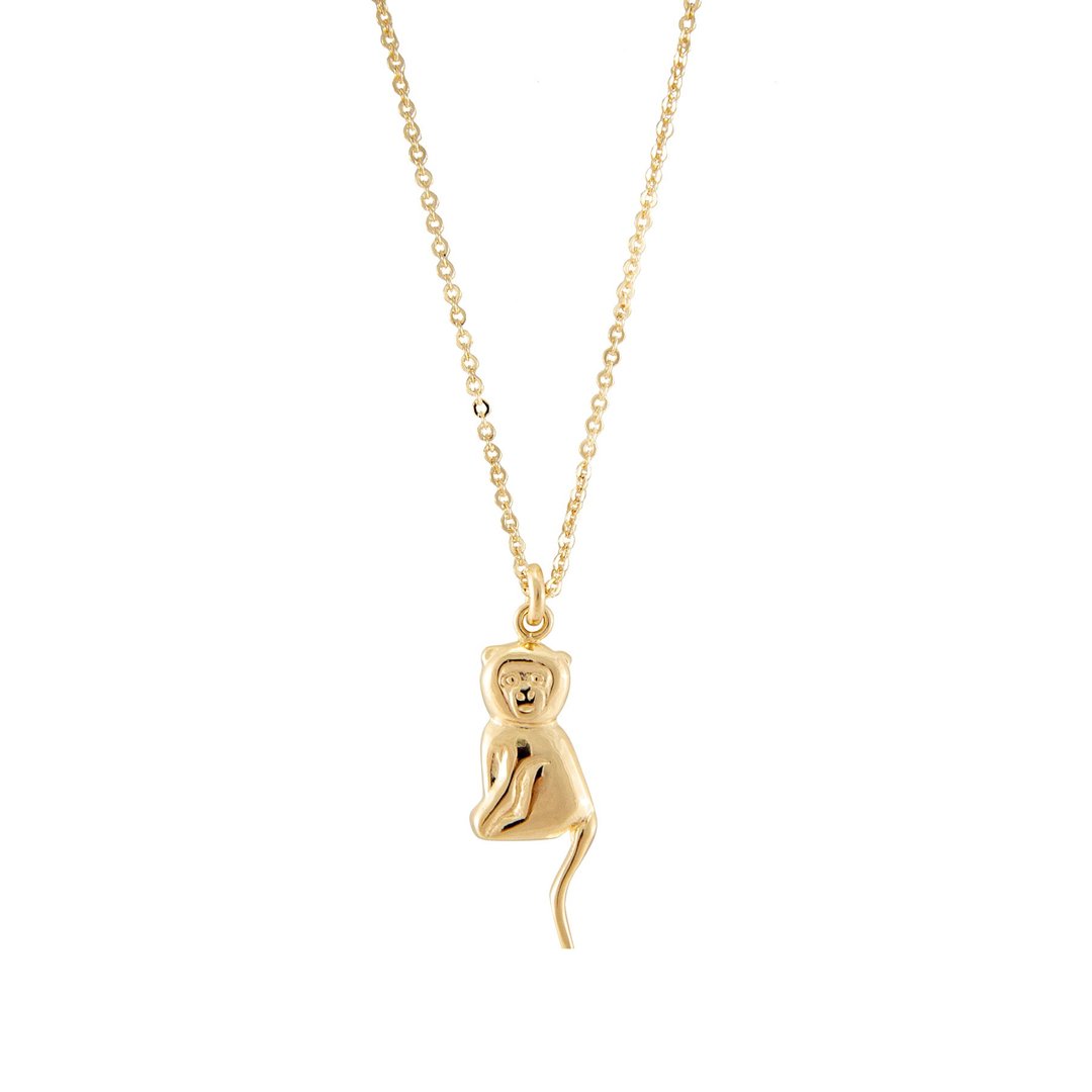 Monkey Necklace 生肖系列 猴子动物项链 纯银镀18K金 送礼推荐 - 项链 - 纯银 金色