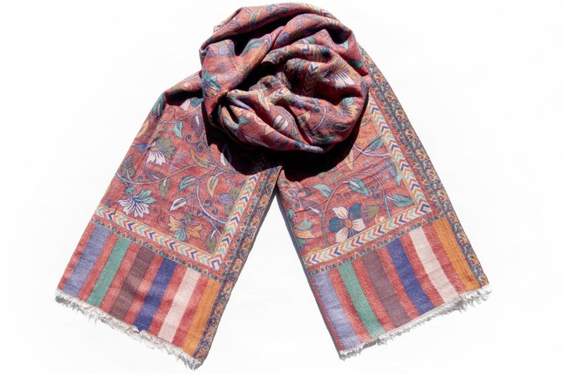 喀什米尔Cashmere 编织羊绒围巾 纯羊毛围巾披巾 戒指绒披肩-花朵 - 围巾/披肩 - 羊毛 多色