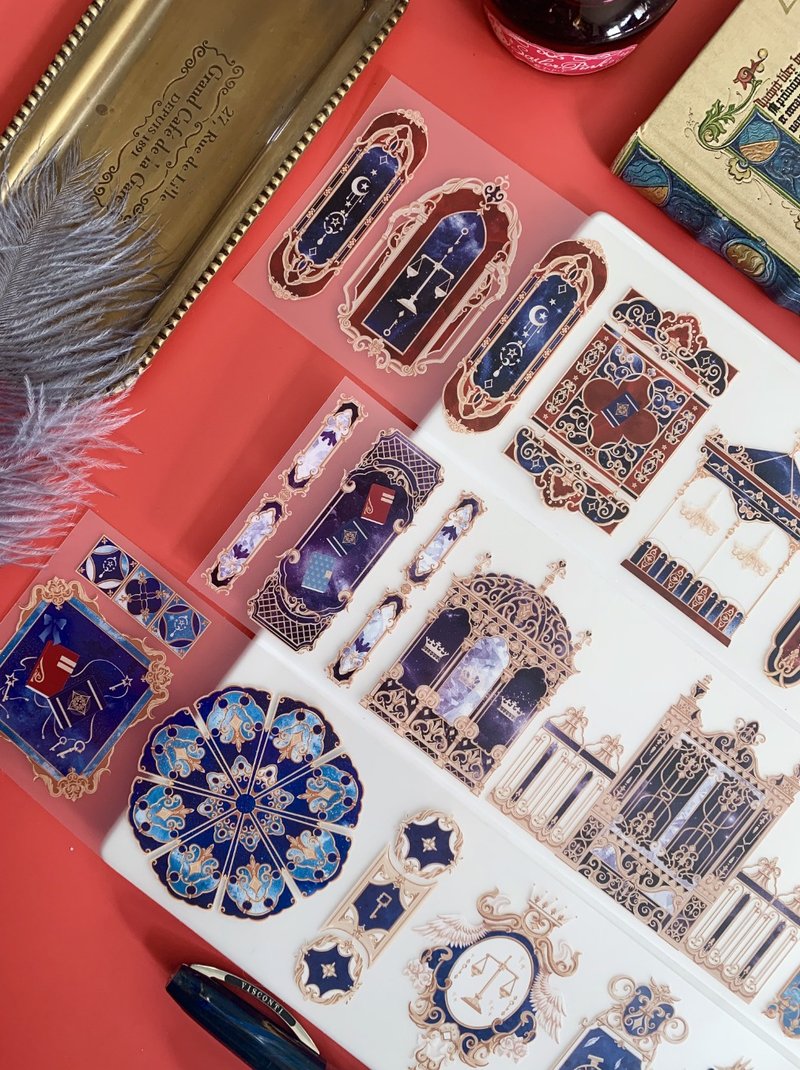 凡爾賽 復古宮廷圖樣 PET 紙膠帶 台灣製 10米卷 巨幅畫面 - 纸胶带 - 其他材质 多色