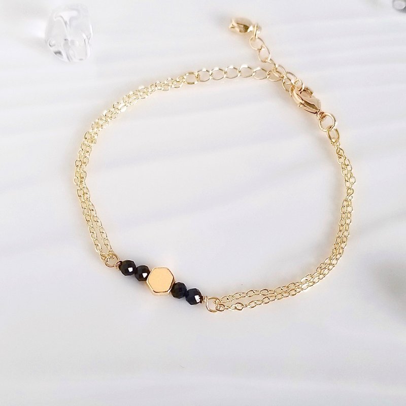 黑尖晶石简约几何水晶手链 | 清理负能量 提升动力 坚定意志 开运 - 手链/手环 - 水晶 黑色