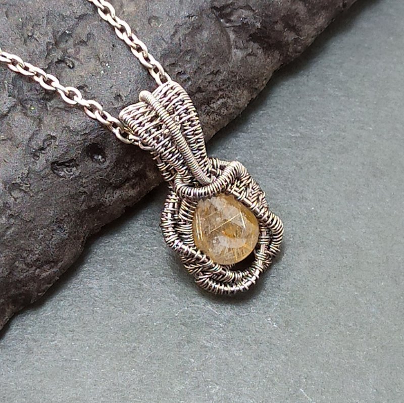 金红石 坠饰 项链 纯钛 线材缠绕 适合金属过敏者 a017 - 项链 - 半宝石 多色