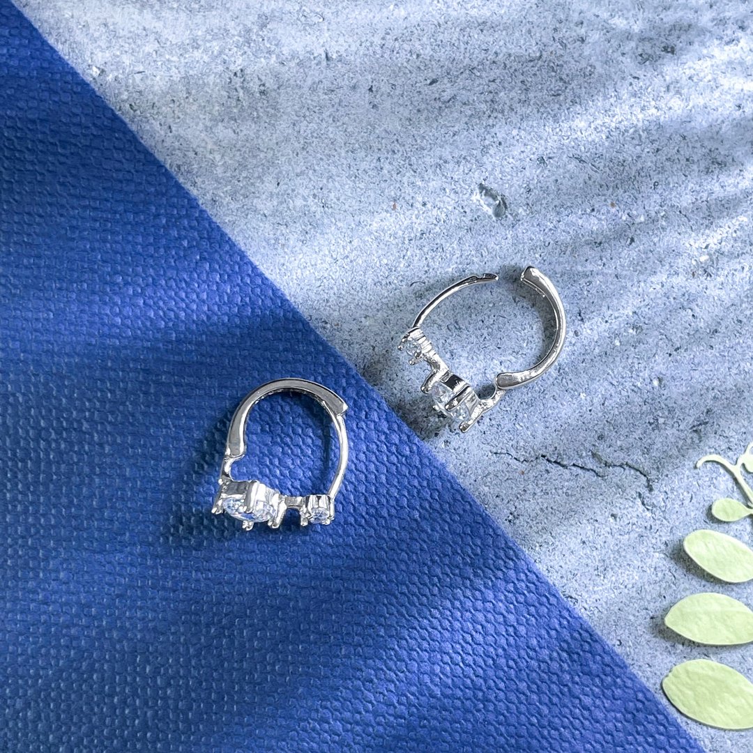 :双烁: 耳扣 925Silver 养耳洞版 - 耳环/耳夹 - 纯银 
