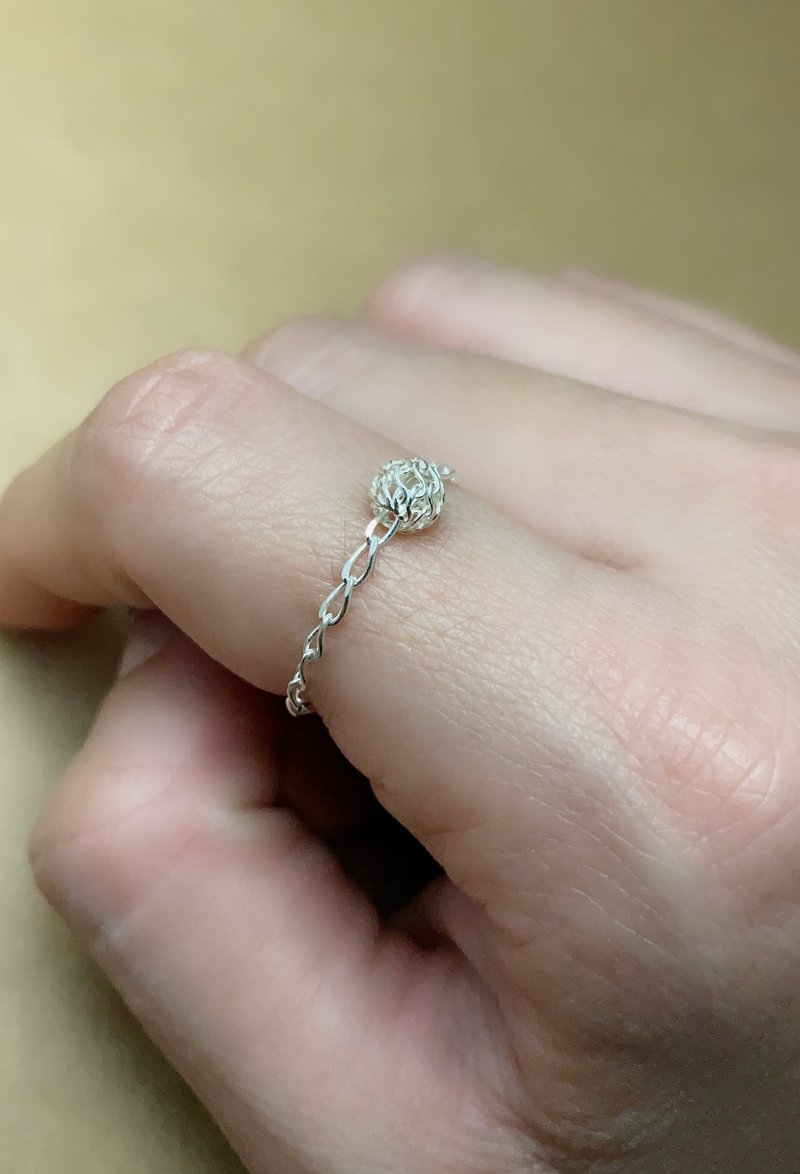 纯银链戒-镂空球链戒 - 戒指 - 纯银 