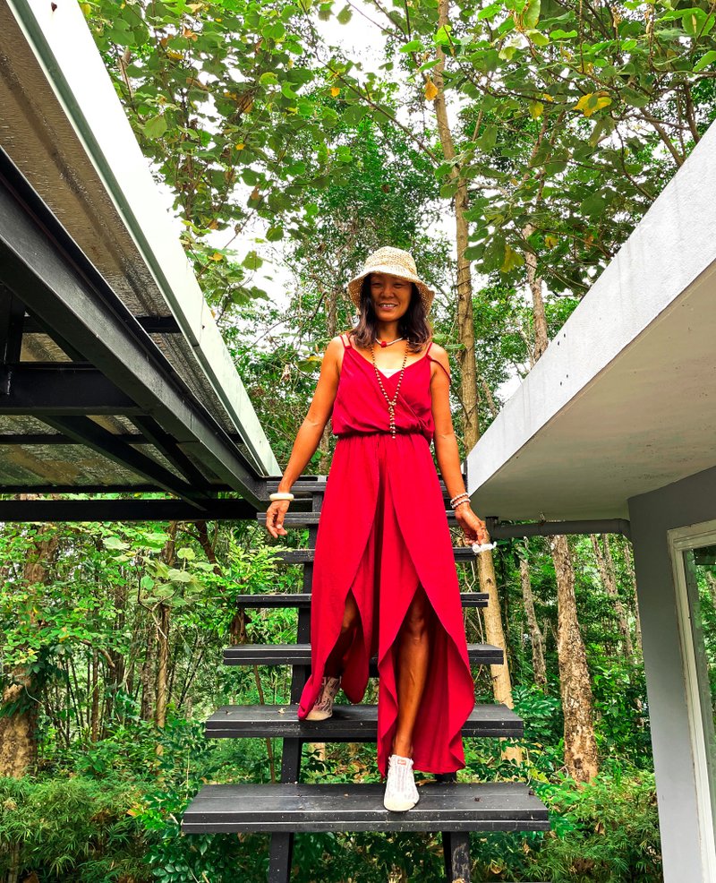 红色连身裤 红色棉连身裤 红色连衣裙 女红色连衣裙 连身裙 - 背带裤/连体裤 - 其他材质 