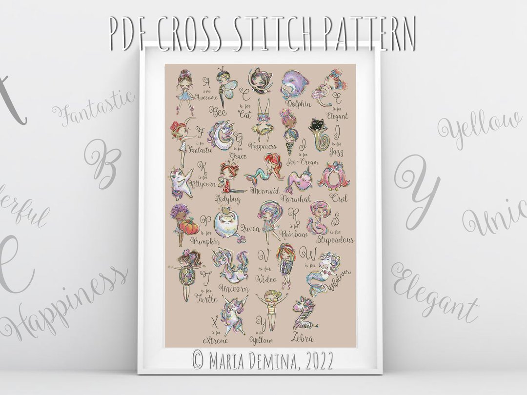 Whimsical Alphabet Whole Sampler PDF cross stitch pattern - 手工艺教程/工具书 - 其他材质 