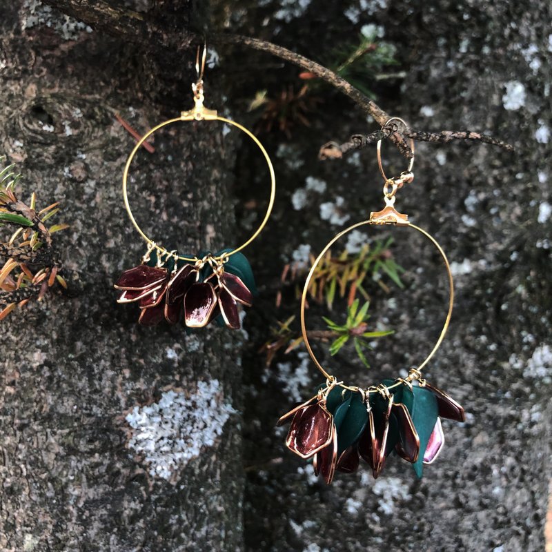 Vingt six 圣诞限定色不规则圆耳环/耳夹可 - 耳环/耳夹 - 树脂 多色