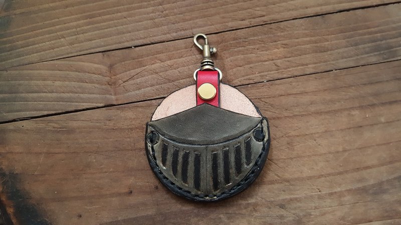 古代骑士盔甲战士好勇敢 gogoro 钥匙 纯牛皮皮革套 - 钥匙链/钥匙包 - 真皮 灰色