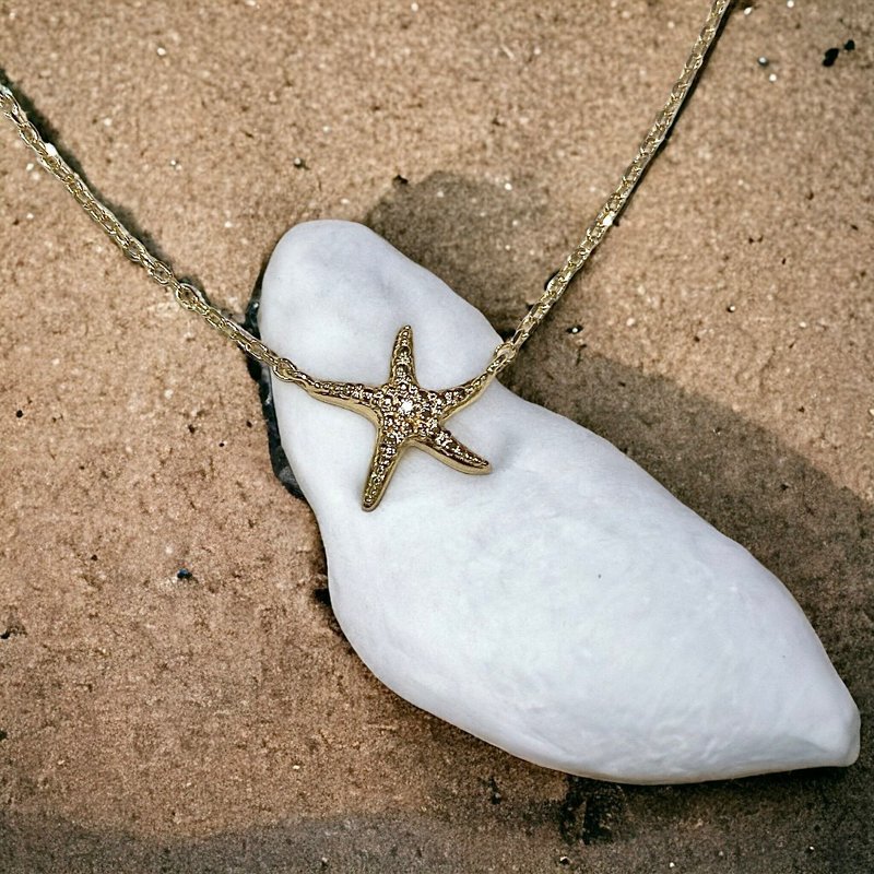 DoriAN 夏日海星镶钻925纯银18K金项链 附纯银保证卡礼物包装现货 - 项链 - 纯银 金色