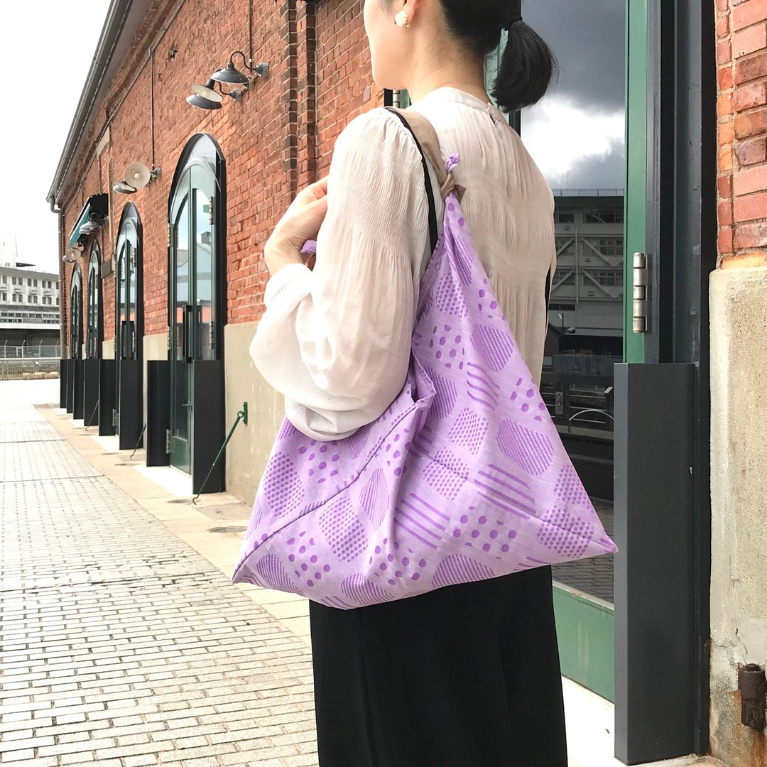 吾妻袋 购物袋 手提包 播州织款-深紫色 M size - 手提包/手提袋 - 棉 紫色