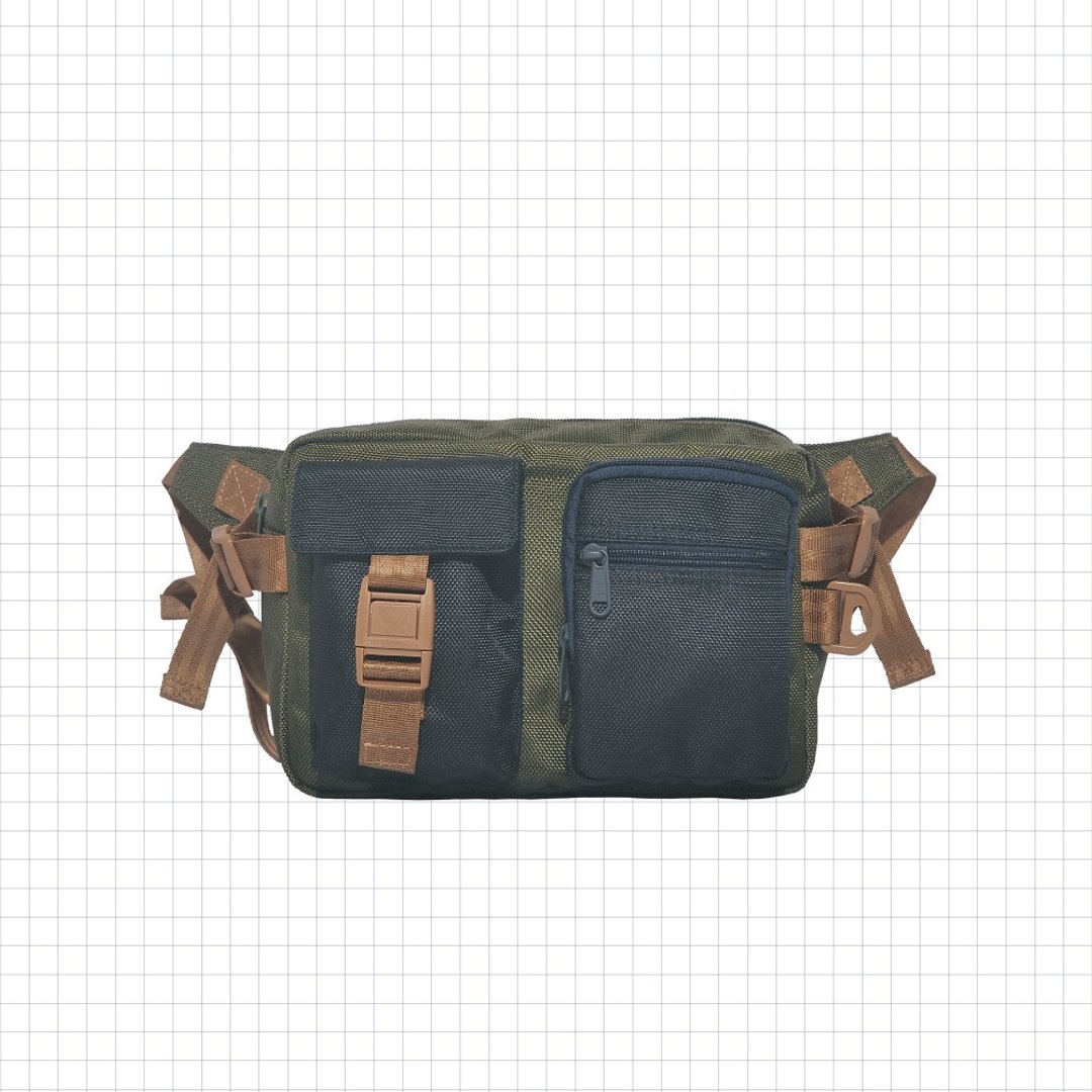 CR2 个性扣带斜挎包 CR2-2303-OG【 台湾原创品包包品牌】 - 侧背包/斜挎包 - 尼龙 绿色