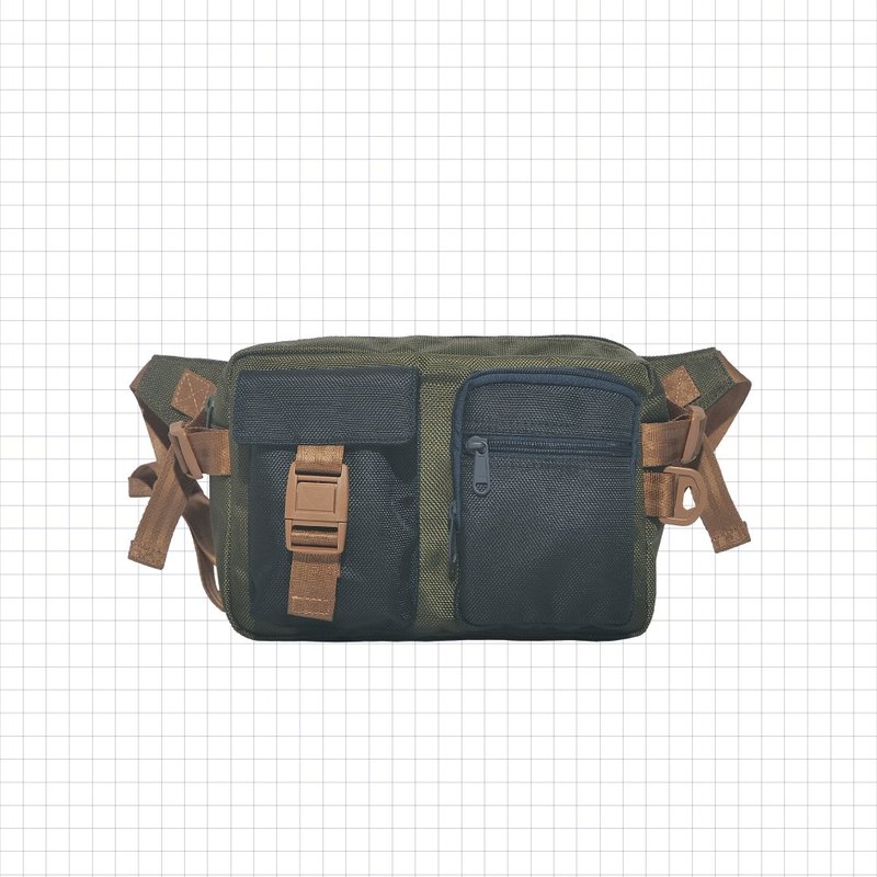 CR2 个性扣带斜挎包 CR2-2303-OG【 台湾原创品包包品牌】 - 侧背包/斜挎包 - 尼龙 绿色