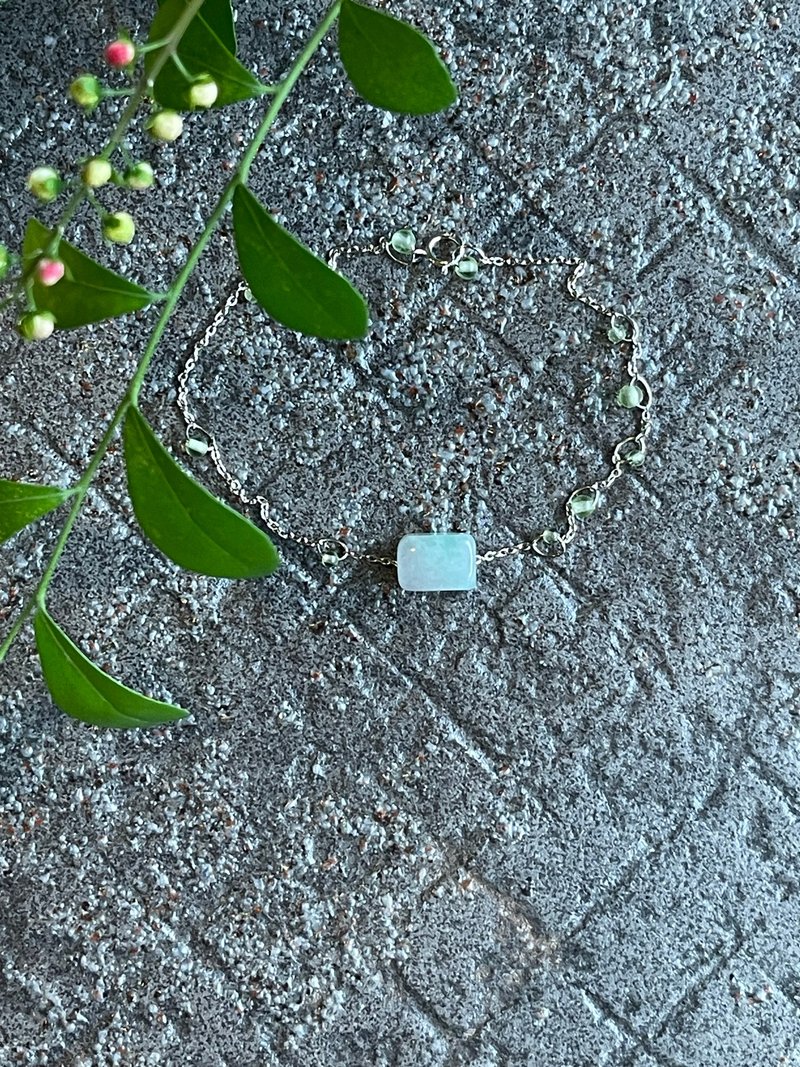 细手链 II 缅甸玉随形块X橄榄石 I 防敏包金保色链缅甸A货翡翠 - 手链/手环 - 玉石 