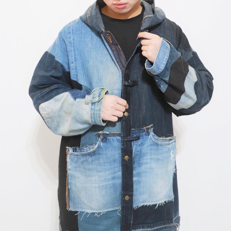 几何连帽外套 - 男装外套 - 棉．麻 