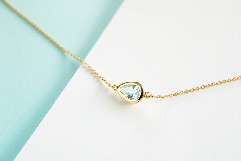 水滴天空蓝托帕石925纯银手链 (银/玫瑰金/18K金) | 托帕石系列 - 手链/手环 - 宝石 蓝色