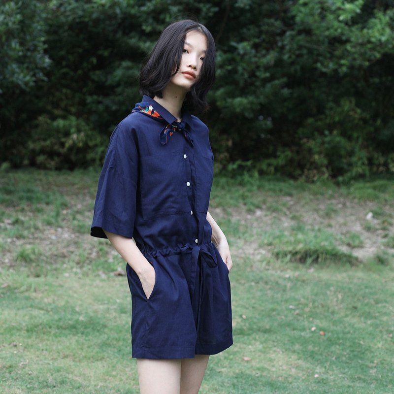 KOOW  日本窄幅modal silk面料连体裤 真丝莫代尔工装感连体短裤 - 背带裤/连体裤 - 棉．麻 