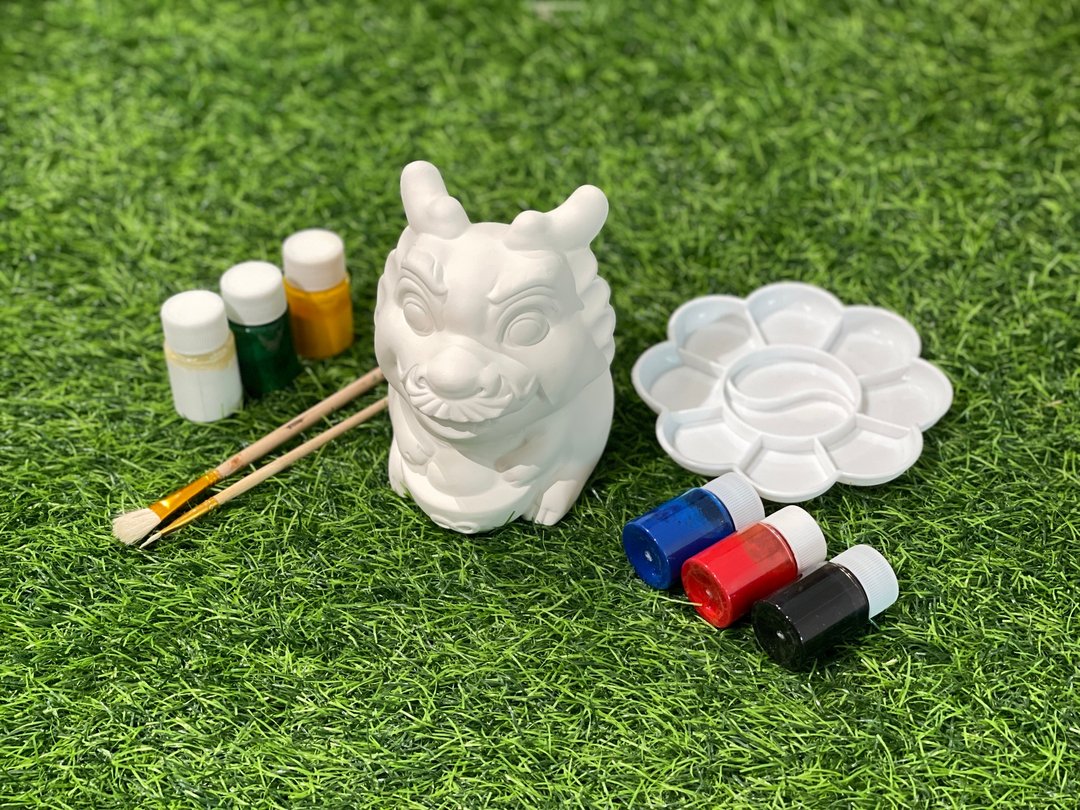 金宝元宝龙 陶瓷彩绘 DIY 白坯 存钱筒材料组 (含彩绘材料) - 陶艺 - 陶 白色