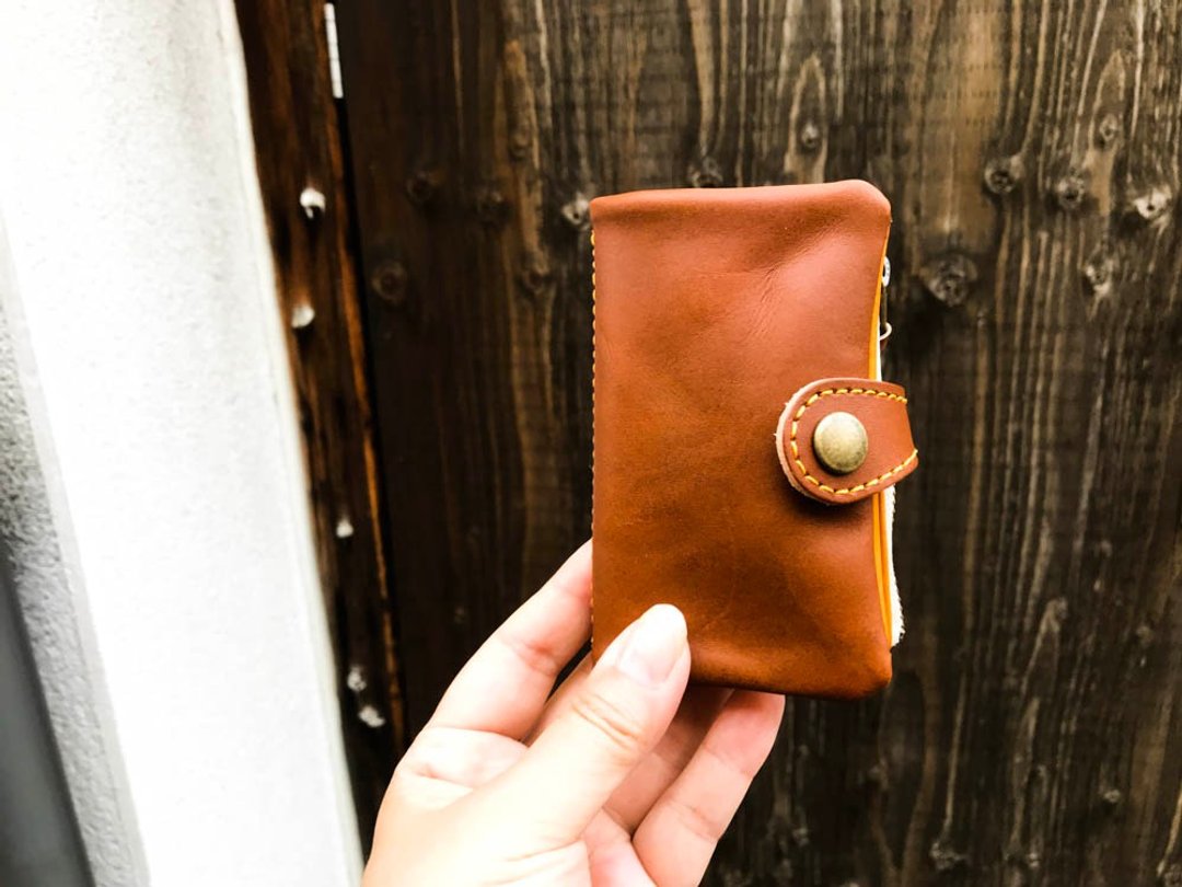 POCKET Melting chocolate caramel Pocket plump key case Car key OK PPK-BCB-C - 钥匙链/钥匙包 - 真皮 咖啡色