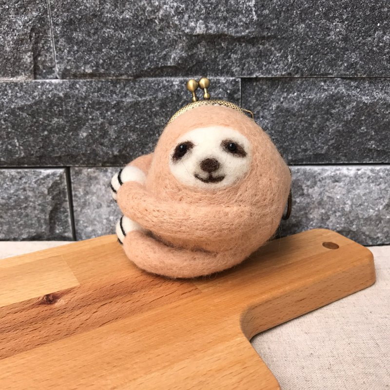 树懒（环抱系列）羊毛毡口金包 - 钥匙链/钥匙包 - 羊毛 多色