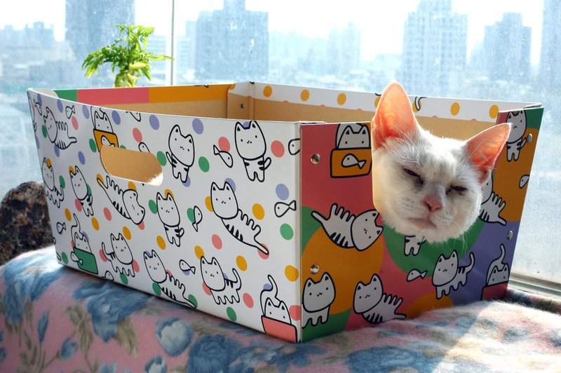 cat 猫 收纳箱 收纳盒 猫咪 宠物 纸箱 活力四射 - 玩具 - 纸 黄色