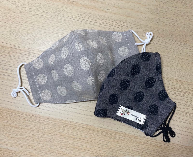 水玉灰色系/两用口罩/口罩套/两色ㄧ组 - 口罩 - 棉．麻 