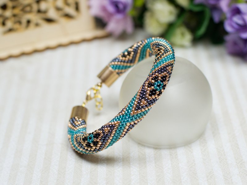 Bead crochet kit green bracelet, Diy bracelet kit, Diy craft project, Making kit - 其他 - 玻璃 绿色