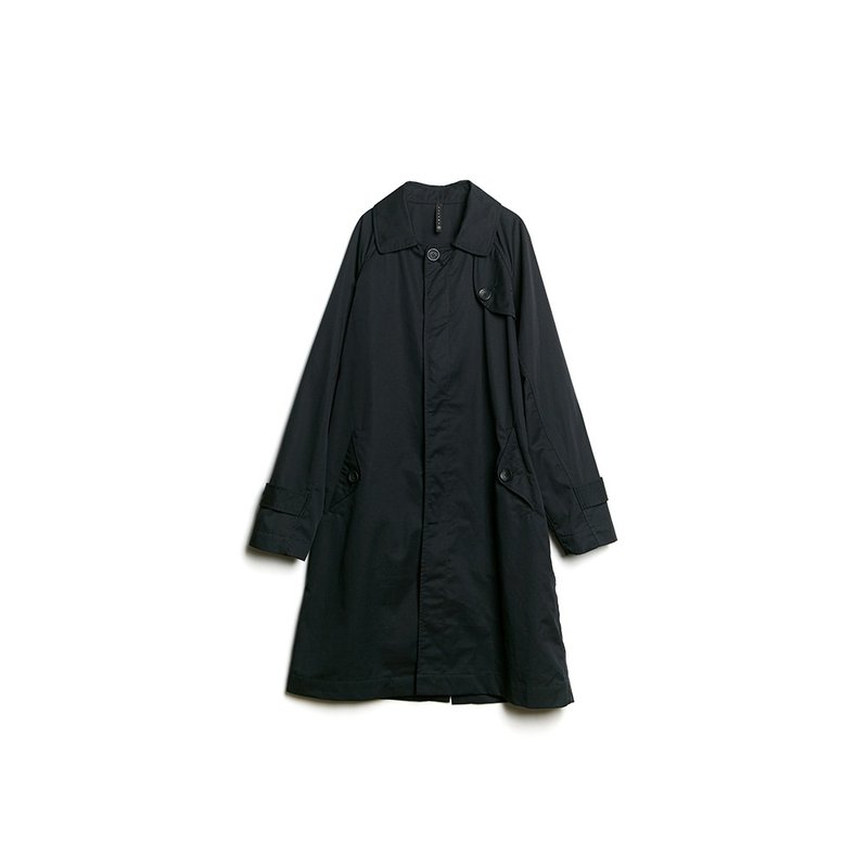 Eclipse Trench coat - 男装外套 - 棉．麻 黑色