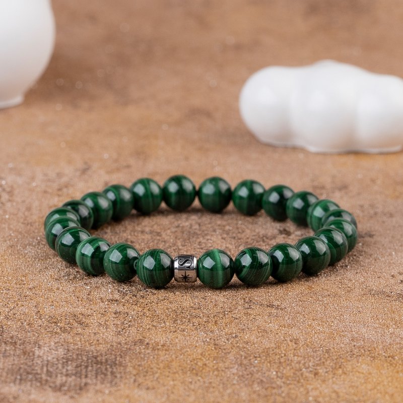 高级孔雀石 | 天然能量水晶手串 | 7.5-8.5mm D18404 - 手链/手环 - 水晶 绿色