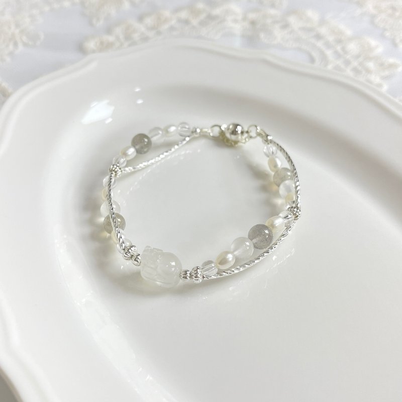 月光晚会 | 招财避邪、守财、稳定情绪、促进人际关系 - 手链/手环 - 水晶 银色
