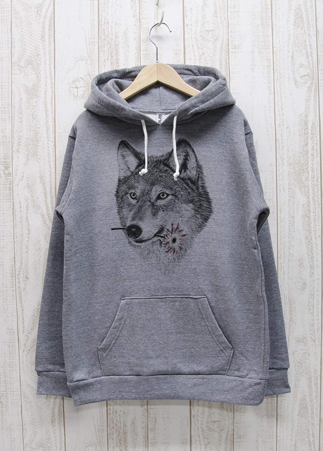 ronronWOLF Hoodie Here you go Heather Gray / R027-P-GR - 中性连帽卫衣/T 恤 - 棉 灰色
