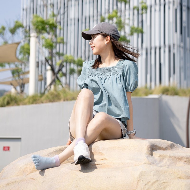 【日和ひより】立体足间五趾袜-雰蓝紫-船型-M-除臭/厚底 - 袜子 - 棉．麻 