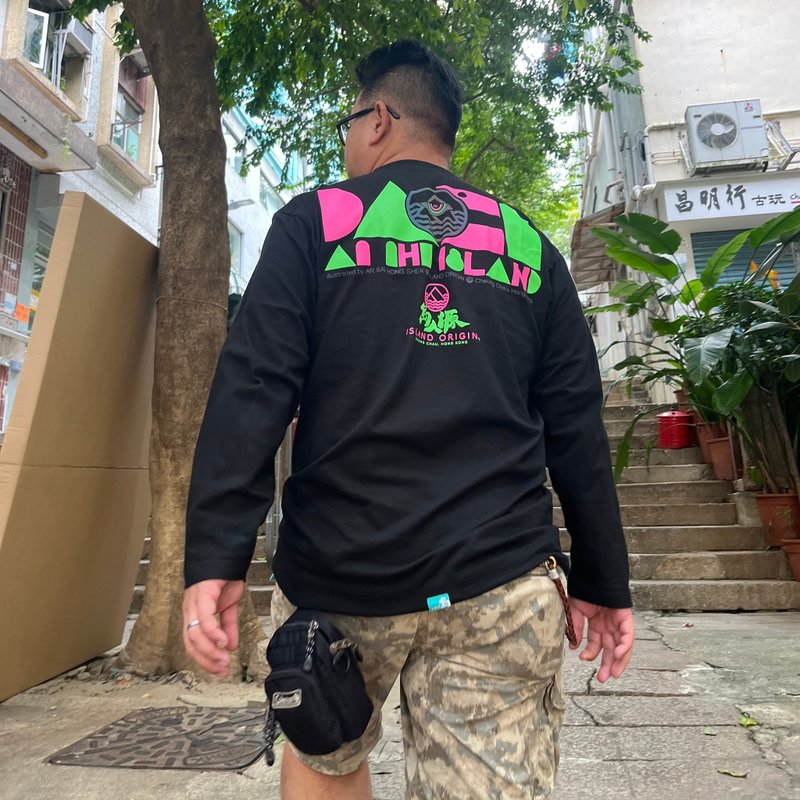 香港设计 岛人源unisex  薄款长袖Tee岛之游魂2.0 - 男装上衣/T 恤 - 棉．麻 黑色