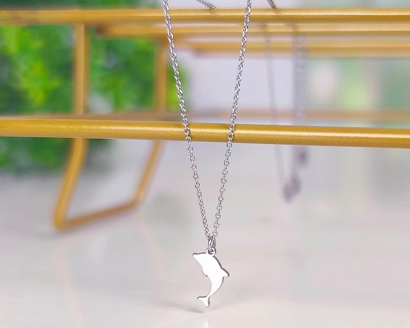 迷你海豚项链(小朋友可戴) -迷你动物剪影系列-抗敏 - 项链 - 不锈钢 银色