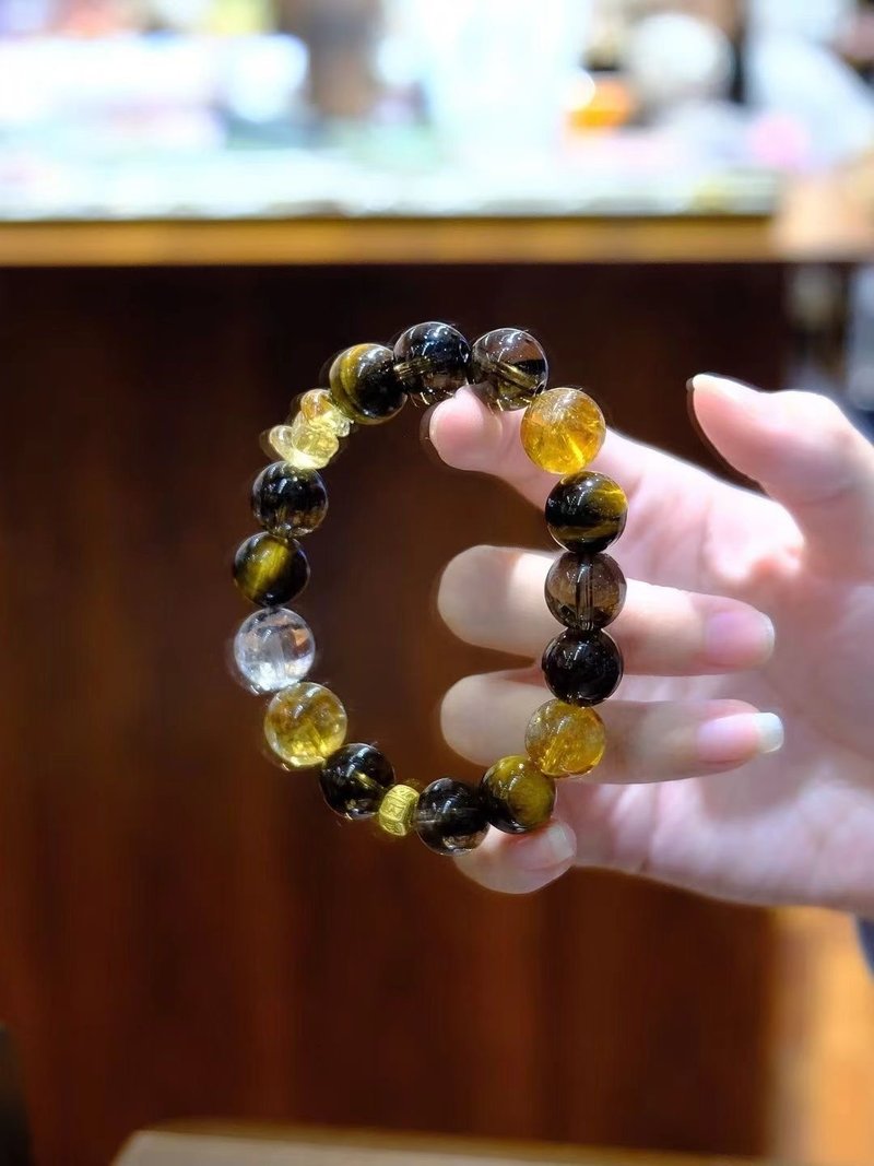 天然12mm茶水晶 黄塔晶 幽灵水晶手链 求财者风生水起 招财旺事业 - 手链/手环 - 水晶 