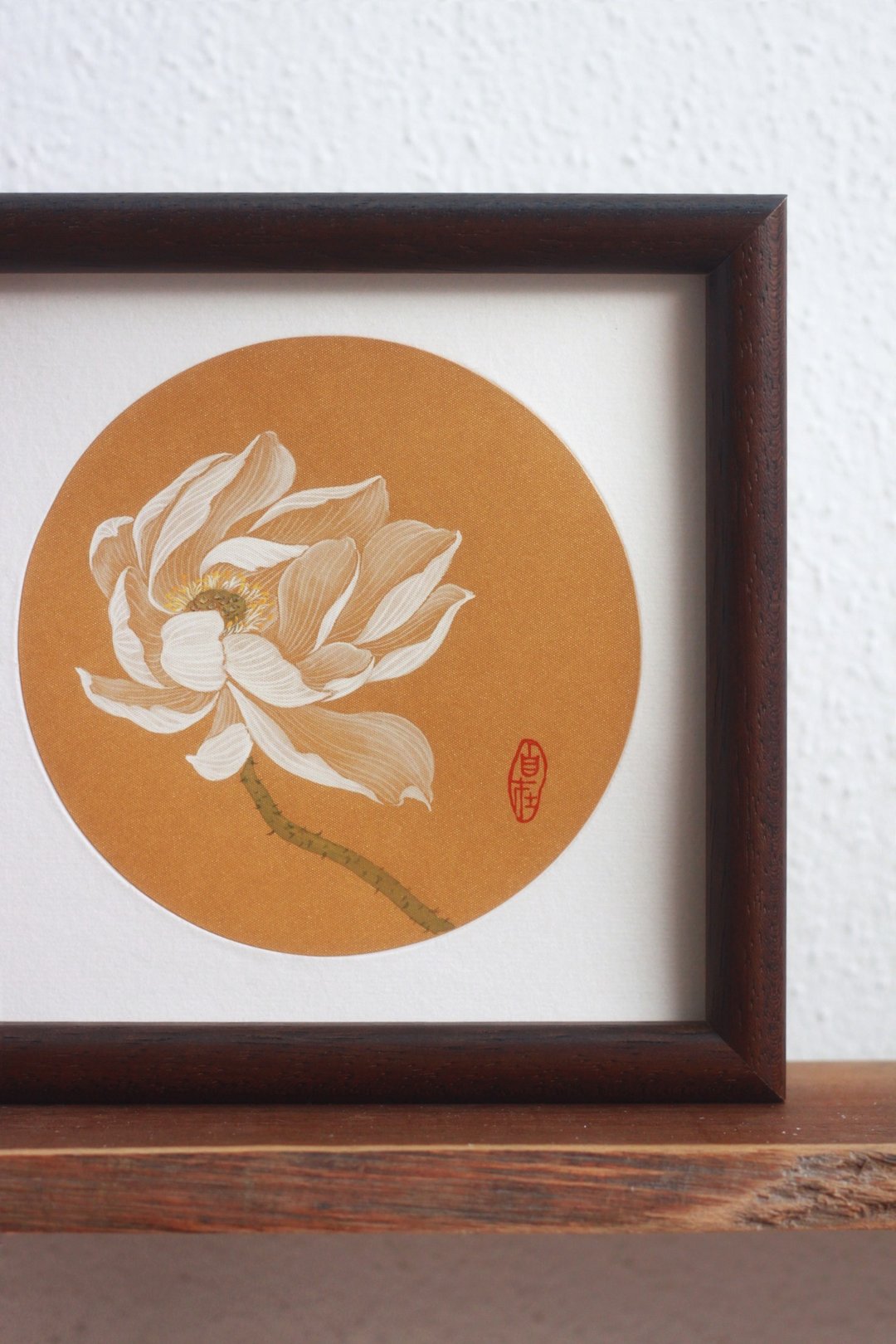 荷花仿古泥金水墨画 | 中式禅风简约小品 | 莲花书房禅室极简挂画 - 海报/装饰画/版画 - 纸 白色