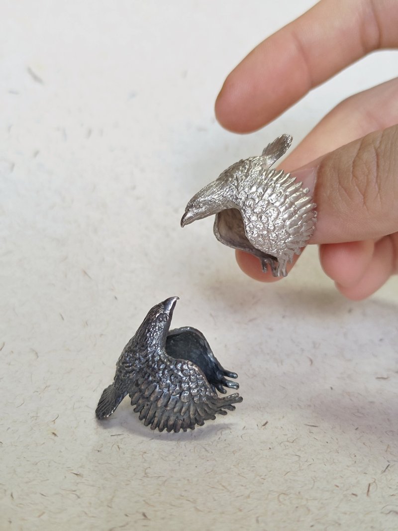 【925银饰 LOU】动物银戒 - 鹰 - 戒指 - 银 银色