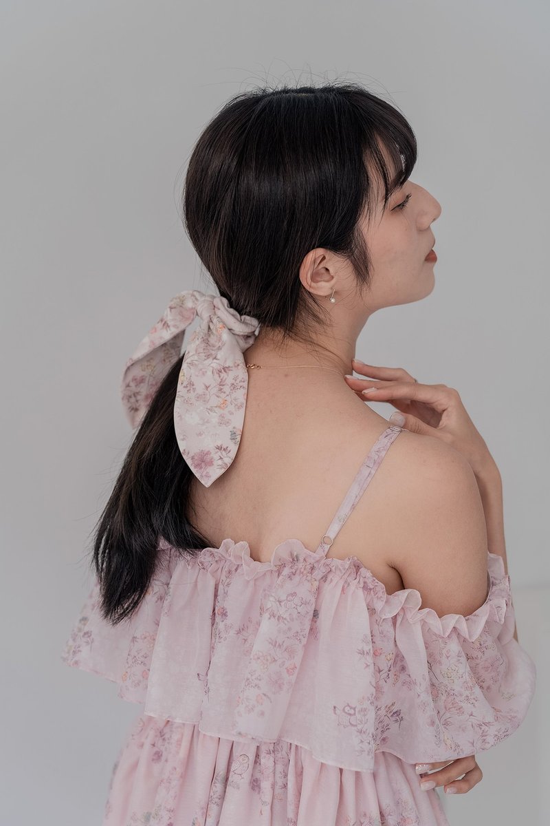 【伦敦印花】兔兔耳大肠圈 发饰 麻糬布 伦敦猫头鹰 2way发圈 - 发饰 - 棉．麻 粉红色